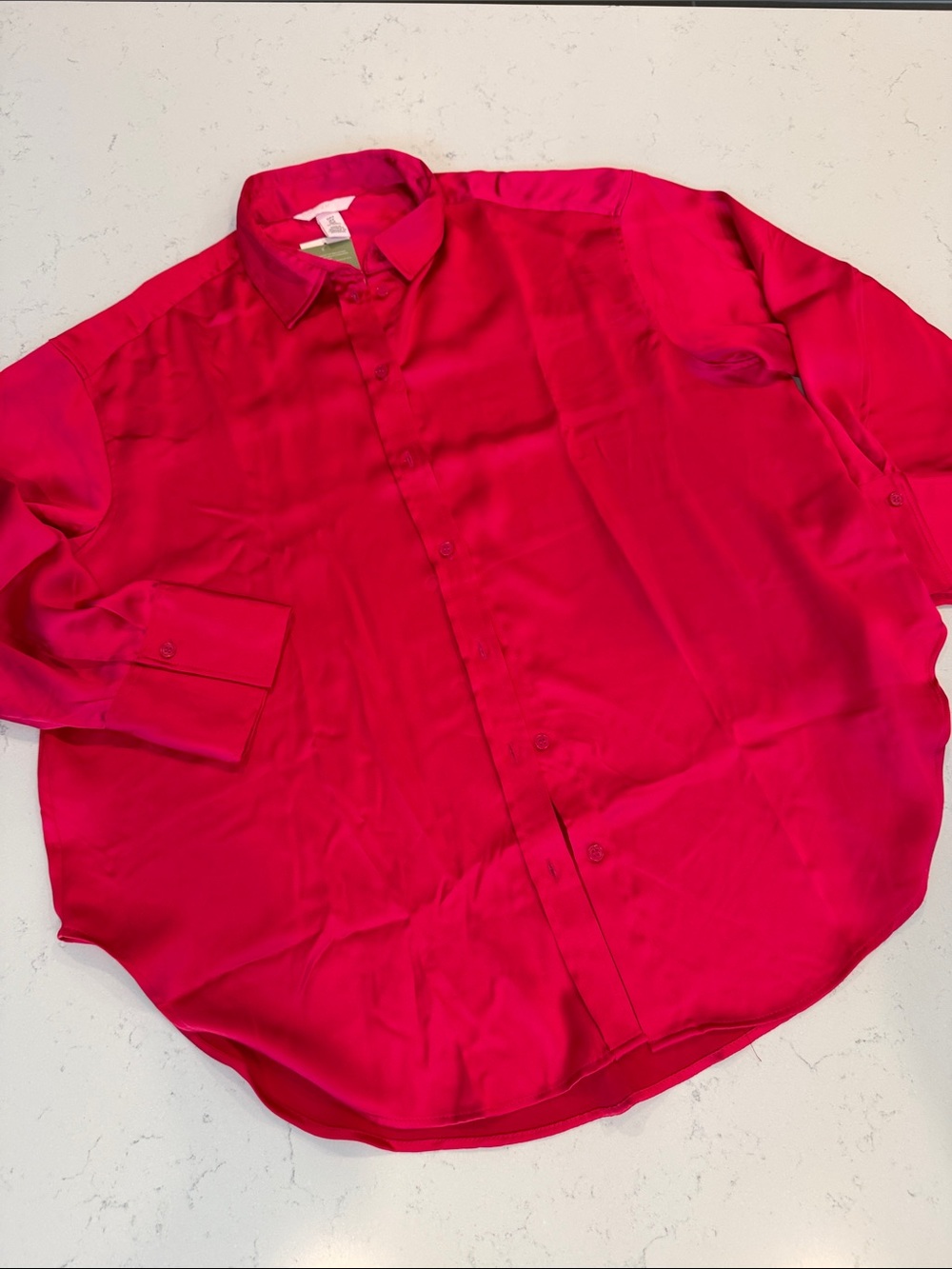 H&M Women's Bright Fuchsia Button-Down Shirt